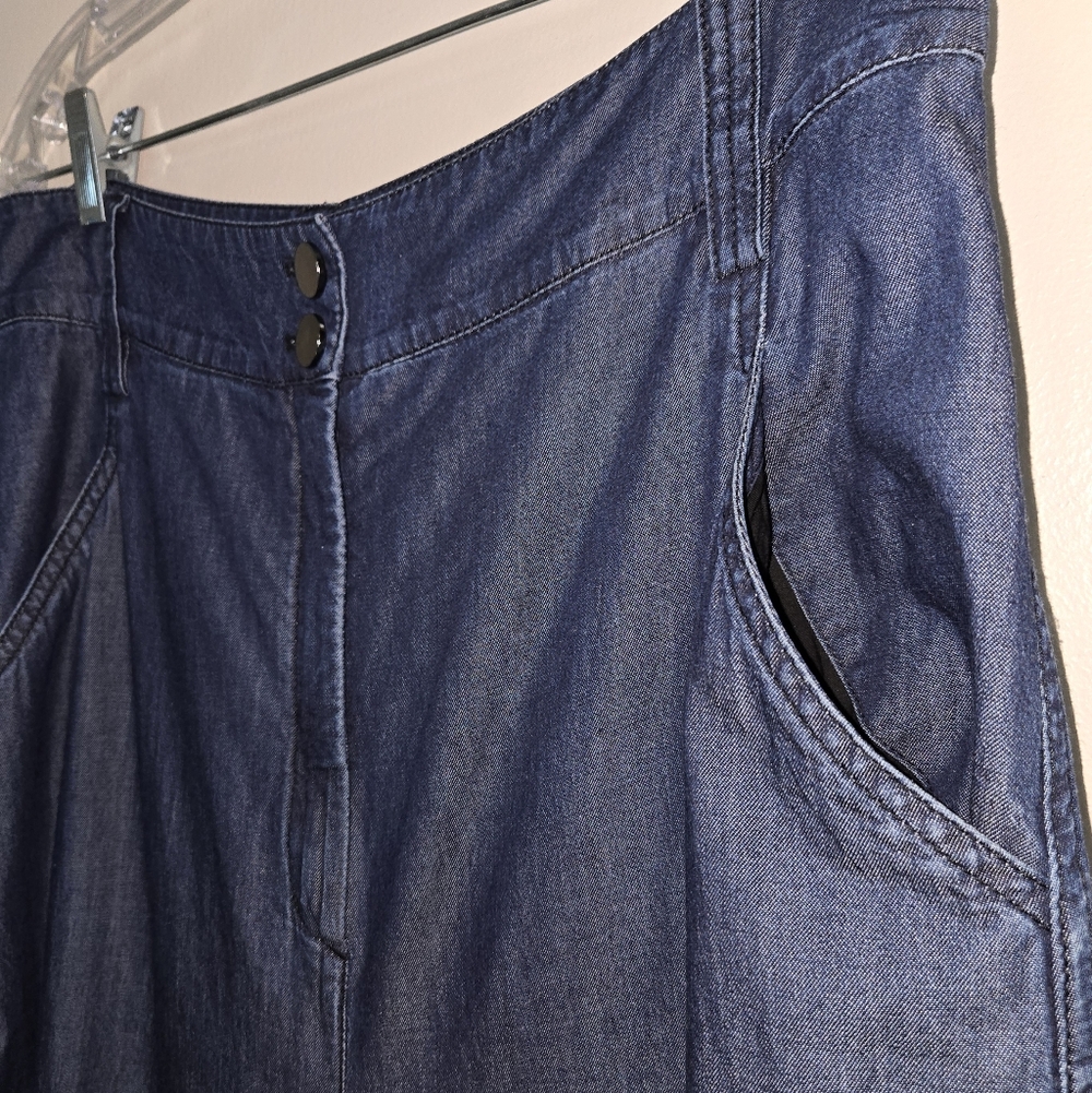 Dorothee Schumacher Wide-Leg High Waist Chambray Jeans/Pants, Size 5 (12) ~ EUC - Picture 9 of 16